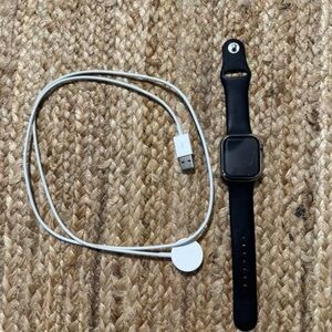 Apple Smartwatch with Black Band and Silver Case